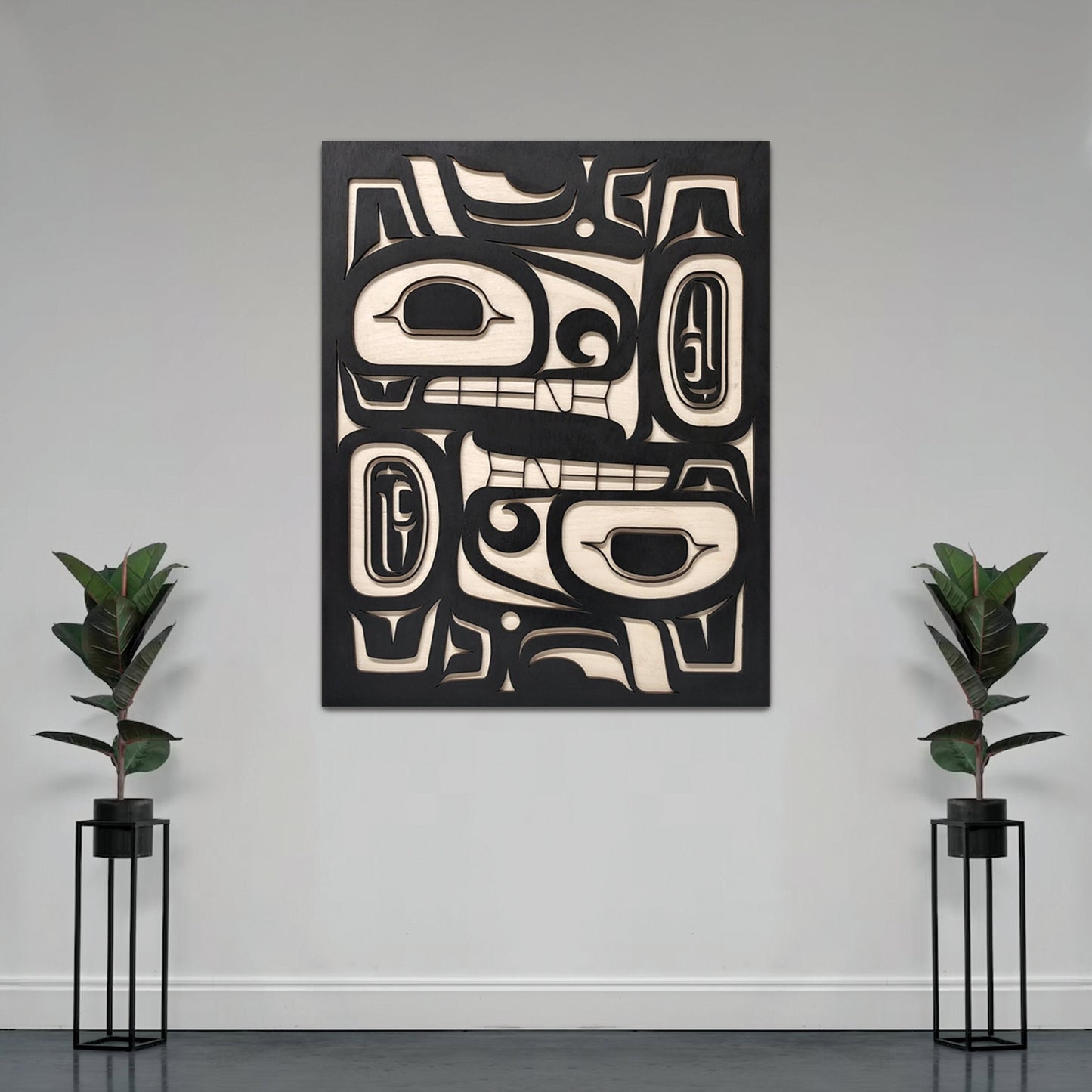 Coast Salish Twin Wolves Wall Art